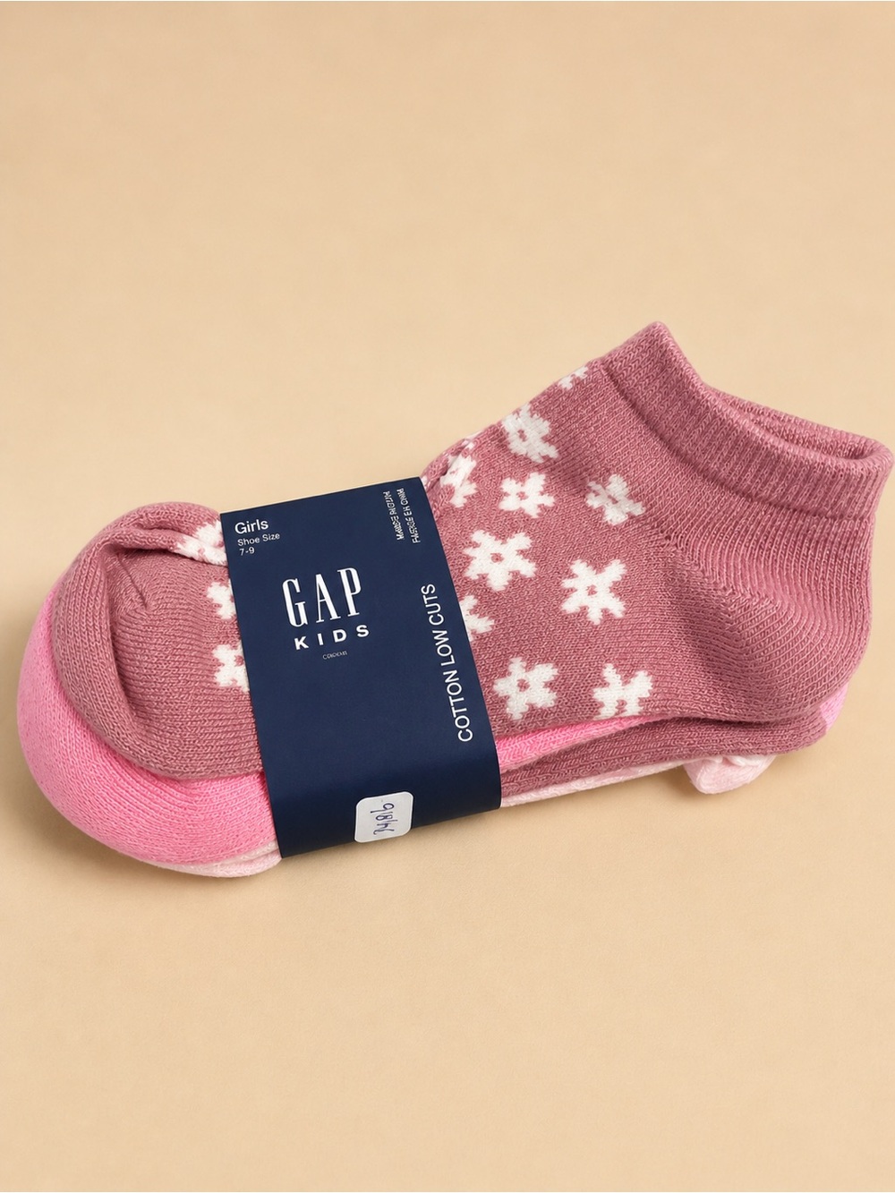 GAP Girls Pink Floral and Solid Low-Cut Socks